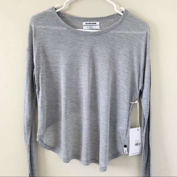 One Teaspoon Soho Wool Blend Cropped Top Long Sleeve Ochre Grey Size XXS - Picture 6 of 12
